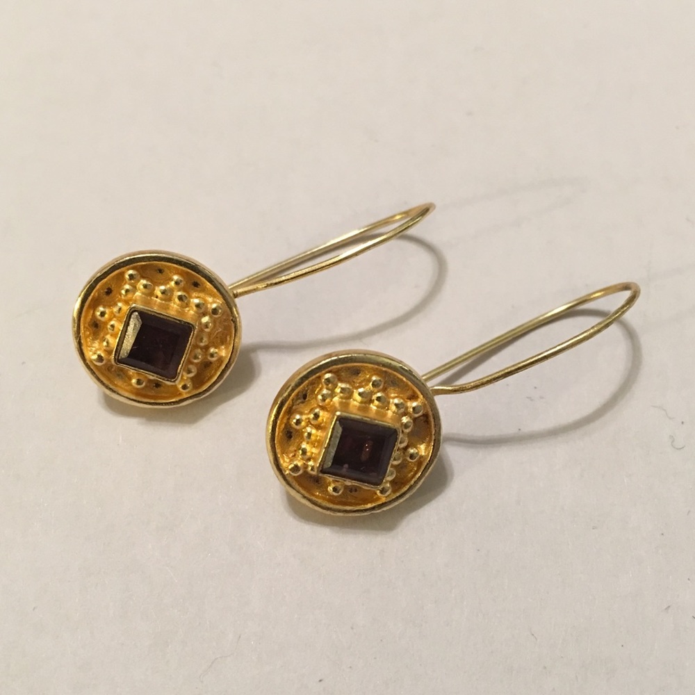 💜 Mock Amethyst Gold Earrings